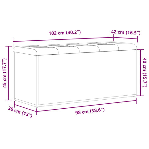 vidaXL Storage Bench Black oak 102 x 42 x 45 cm Engineered Wood