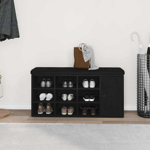 vidaXL Shoe Bench with Drawer Black 100 x 30 x 48 cm Engineered wood