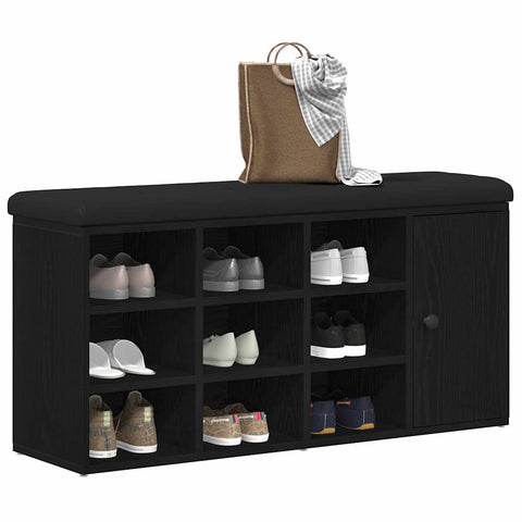 vidaXL Shoe Bench with Drawer Black 100 x 30 x 48 cm Engineered wood