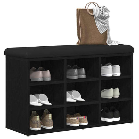 vidaXL Shoe Bench with Storage Black 80 x 30 x 48 cm Engineered wood