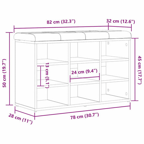 vidaXL Shoe Bench with Storage Black 80 x 30 x 48 cm Engineered wood