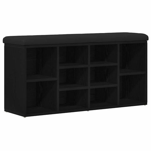 vidaXL Shoe Bench with Storage Black 100 x 30 x 48 cm Engineered wood