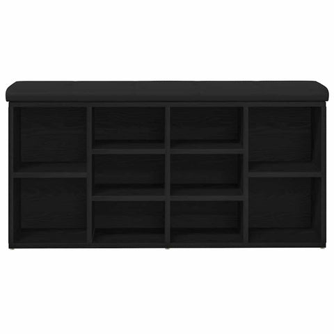 vidaXL Shoe Bench with Storage Black 100 x 30 x 48 cm Engineered wood
