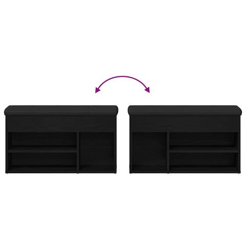vidaXL Shoe Bench with Storage Black 80 x 30 x 45 cm Engineered wood