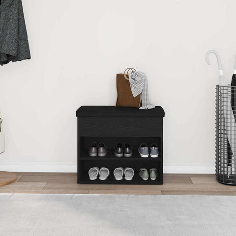 vidaXL Shoe Bench with Storage Black 60 x 30 x 48 cm Engineered wood