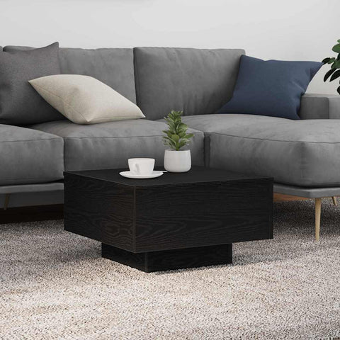 vidaXL Coffee Table with LED Lights Black Oak 55x55x31 cm