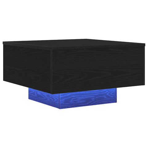 vidaXL Coffee Table with LED Lights Black Oak 55x55x31 cm