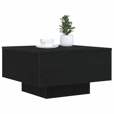 vidaXL Coffee Table with LED Lights Black Oak 55x55x31 cm