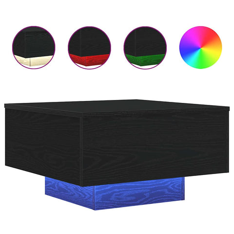 vidaXL Coffee Table with LED Lights Black Oak 55x55x31 cm