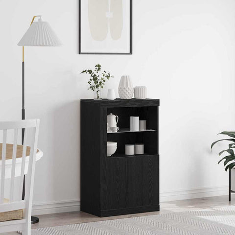 vidaXL Side Cabinet Black oak 60.5 x 37 x 100 cm Engineered Wood