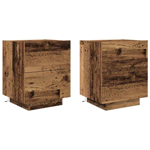 vidaXL Bedside Cabinet with Drawer with 2 pcs Old Wood 45 x 40 x 55 cm