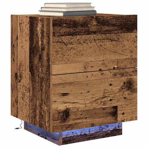 vidaXL Bedside Cabinet with Drawer with 2 pcs Old Wood 45 x 40 x 55 cm