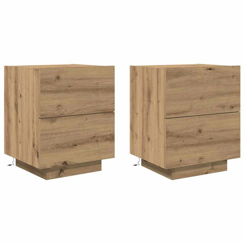 vidaXL Bedside Cabinet with Drawer 2 pcs Artisan oak