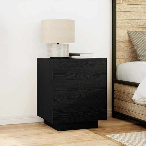 vidaXL Bedside Cabinet with Drawer 2 pcs Black Oak 45 x 40 x 55 cm