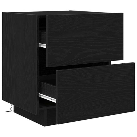 vidaXL Bedside Cabinet with Drawer 2 pcs Black Oak 45 x 40 x 55 cm