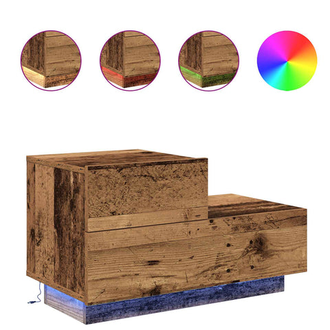 vidaXL Bedside Cabinet Old Wood 70 x 36 x 40.5 cm Engineered Wood