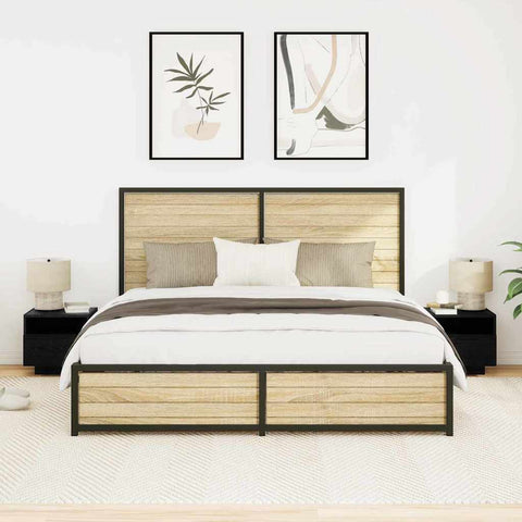 vidaXL Bedside Cabinet 2 pcs Black oak 40 x 39 x 37 cm Engineered wood