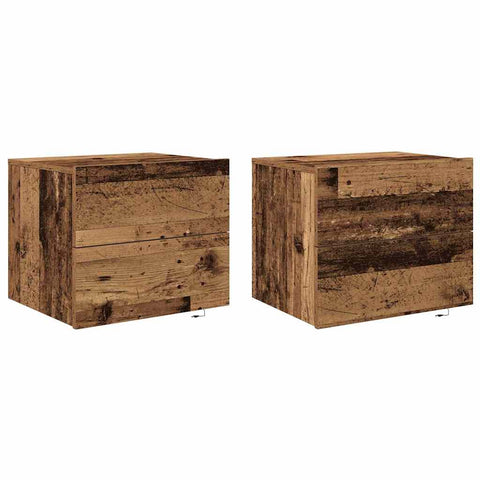 vidaXL Wall-mounted Bedside Cabinet 2 pcs Old wood 50 x 39 x 41 cm