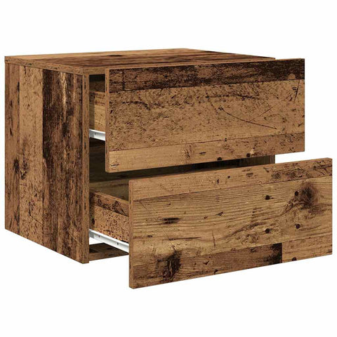 vidaXL Wall-mounted Bedside Cabinet 2 pcs Old wood 50 x 39 x 41 cm