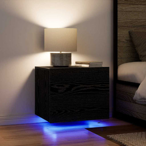 vidaXL Wall-mounted Bedside Cabinet Black oak 50 x 39 x 41 cm