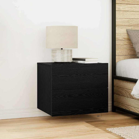vidaXL Wall-mounted Bedside Cabinet 2 pcs Black oak 50 x 39 x 41 cm