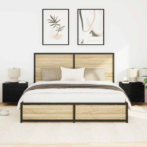 vidaXL Wall-mounted Bedside Cabinet 2 pcs Black oak 50 x 39 x 41 cm