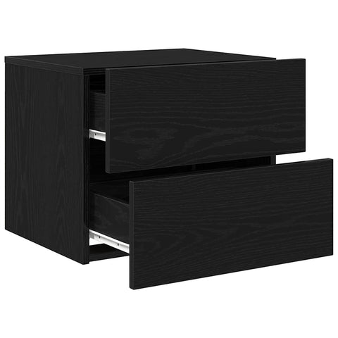 vidaXL Wall-mounted Bedside Cabinet 2 pcs Black oak 50 x 39 x 41 cm