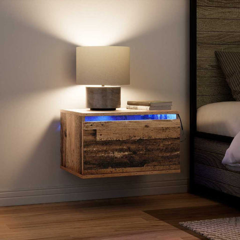 vidaXL Wall-mounted Bedside Cabinet with Old Wood 50 x 36 x 30 cm