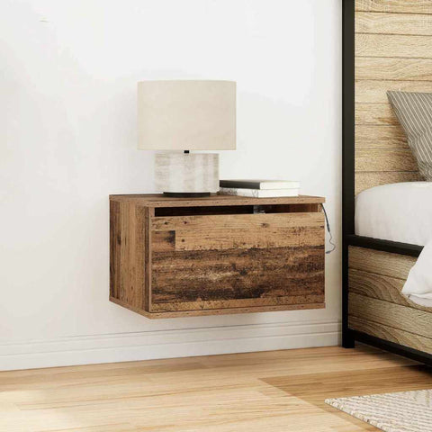 vidaXL Wall-mounted Bedside Cabinet 2 pcs Old wood 50 x 36 x 30 cm