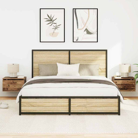 vidaXL Wall-mounted Bedside Cabinet 2 pcs Old wood 50 x 36 x 30 cm
