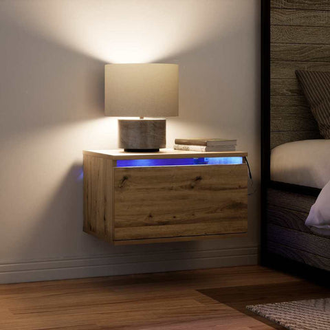 vidaXL Wall-mounted Bedside Cabinet Artisan oak 50 x 36 x 30 cm