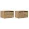 vidaXL Bedside Cabinets with LED Lights 2 pcs Wall-Mounted Artisan Oak