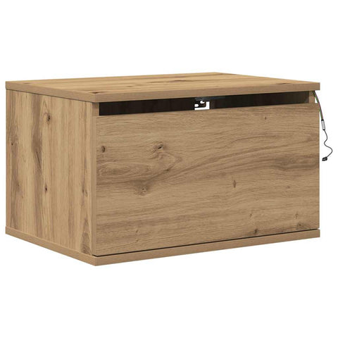 vidaXL Bedside Cabinets with LED Lights 2 pcs Wall-Mounted Artisan Oak