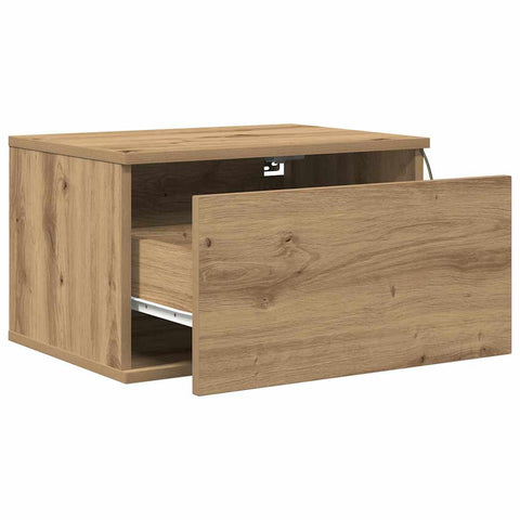vidaXL Bedside Cabinets with LED Lights 2 pcs Wall-Mounted Artisan Oak