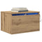 vidaXL Bedside Cabinets with LED Lights 2 pcs Wall-Mounted Artisan Oak