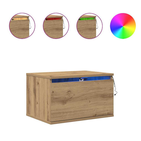vidaXL Bedside Cabinets with LED Lights 2 pcs Wall-Mounted Artisan Oak
