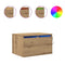 vidaXL Bedside Cabinets with LED Lights 2 pcs Wall-Mounted Artisan Oak