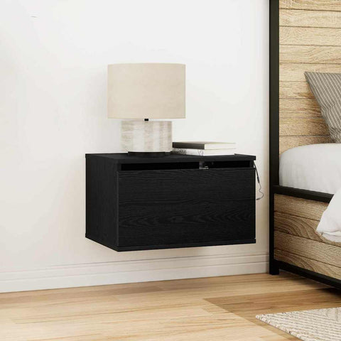 vidaXL Wall-mounted Bedside Cabinet 2 pcs Black Oak 50 x 36 x 30 cm