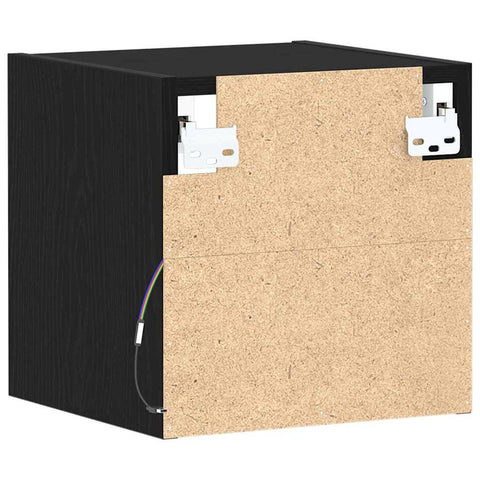 vidaXL LED Wall Bedside Cabinet with Black Engineered Wood
