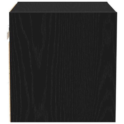 vidaXL LED Wall Bedside Cabinet with Black Engineered Wood