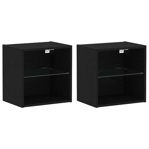 vidaXL Floating Shelf 2 pcs Black Oak 40x28,5x40 cm Engineered Wood
