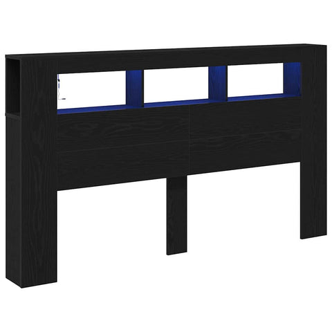 vidaXL LED Headboard Black oak 180 x 18.5 x 103.5 cm Engineered wood