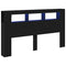 vidaXL LED Headboard Black oak 180 x 18.5 x 103.5 cm Engineered wood