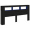 vidaXL LED Headboard Black oak 200 x 18.5 x 103.5 cm Engineered wood