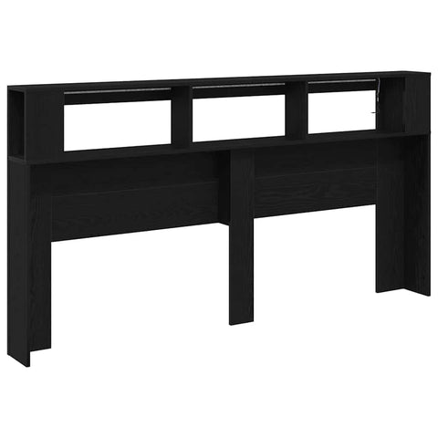 vidaXL LED Headboard Black oak 200 x 18.5 x 103.5 cm Engineered wood