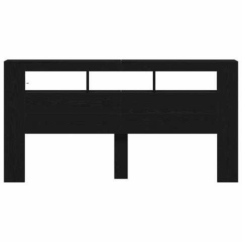 vidaXL LED Headboard Black oak 200 x 18.5 x 103.5 cm Engineered wood