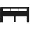 vidaXL LED Headboard Black oak 200 x 18.5 x 103.5 cm Engineered wood