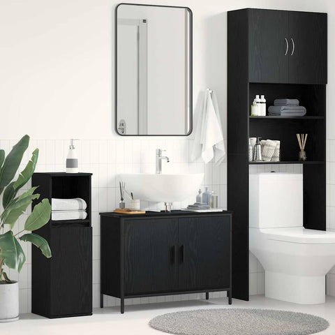 vidaXL Bathroom Sink Cabinet Black oak 80 x 30 x 60 cm Engineered Wood