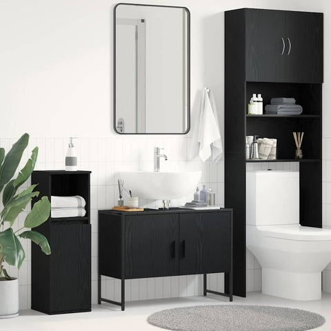 vidaXL Bathroom Sink Cabinet Black oak 80 x 30 x 60 cm Engineered Wood