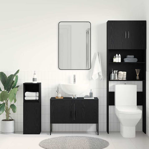 vidaXL Bathroom Sink Cabinet Black oak 80 x 30 x 60 cm Engineered Wood